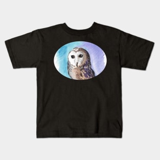 Owl watercolour painting- wildlife inspired art Kids T-Shirt